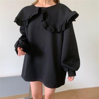 Collared Frill Trim Sweatshirt
