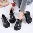 Platform Lace-up Faux-leather Shoes