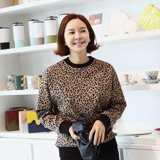 Leopard Boxy Sweater Black - One Size