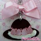Sweet Pink Ribbon Swarovski Crystal Strawberry Choco Hat Necklace Silver - One Size
