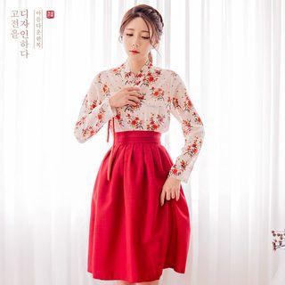 Modern Hanbok Midi Skirt In Burgundy Burgundy - One Size