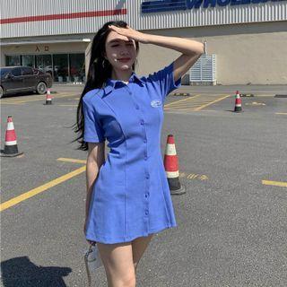 Short-sleeve Logo A-line Polo Dress