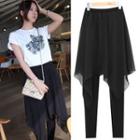 Asymmetric Mesh Plain Leggings