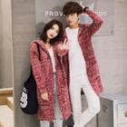 Open Front Hooded Knit Coat