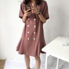 Double-breasted Lapel Dress