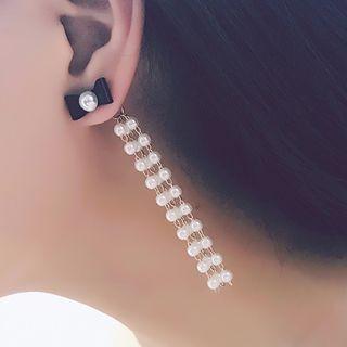 Faux Pearl Bow Waterfall Earring