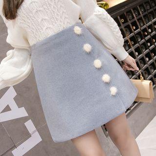 Pom Pom A-line Mini Skirt