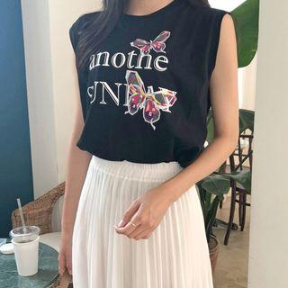 Butterfly Graphic Embroidered Sleeveless Top