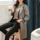 One-button Glen-plaid Long Coat
