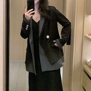Mock Two-piece Double Breasted Blazer