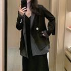 Mock Two-piece Double Breasted Blazer