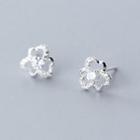 925 Sterling Silver Rhinestone Clover Earring 1 Pair - S925 - Earring - Silver - One Size