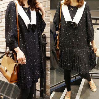 Dotted 3/4-sleeve Dress