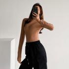 Stretched Cowl-neck Crop T-shirt In 6 Colors