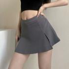 High-waist Slit Mini Skirt