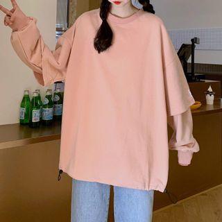 Long-sleeve Mock Two-piece Oversized T-shirt