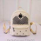 Faux-leather Woven Studded Backpack