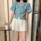 Drawstring-waist Rib-knit Shorts