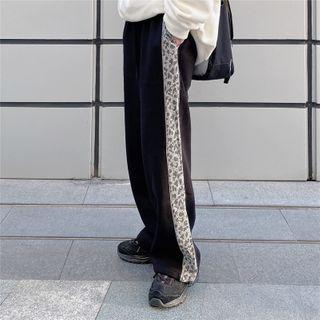 Leopard Print Straight-leg Sweatpants