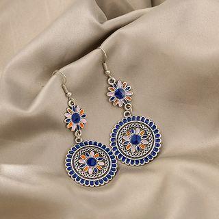 Flower Glaze Alloy Dangle Earring 1 Pair - E4967-1 - Dark Blue - One Size