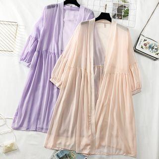 Drop-shoulder Chiffon Cardigan