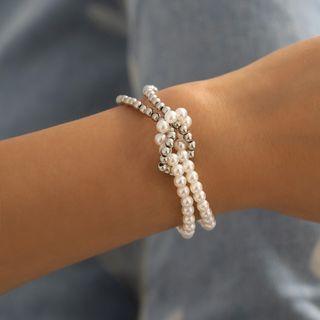 Faux Pear Panel Beaded Knot Bracelet