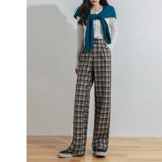 Shift Plaid Wide-leg Pants