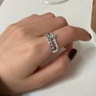 Stainless Steel Smiley Layered Open Ring E91 - Smiley Facering - One Size
