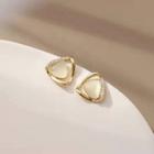 Triangle Faux Cat Eye Stone Rhinestone Earring 1 Pair - S925 Silver Needle - Gold - One Size