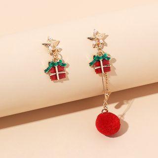 Non-matching Alloy Christmas Pom Pom Dangle Earring