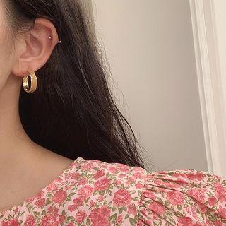 Glaze Open Hoop Earring 1 Pair - 925 Silver Needle - As Shown In Figure - One Size