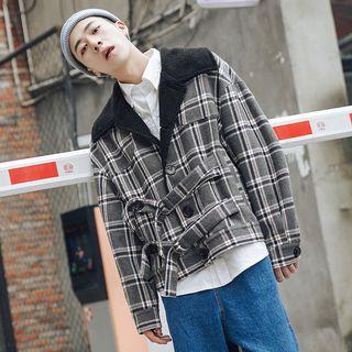 Collared Plaid Zip Jacket
