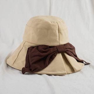 Bow-accent Wide Brim Visor Hat