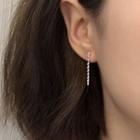 Non-matching Metal Disc Dangle Earring Silver Needle - Silver - One Size
