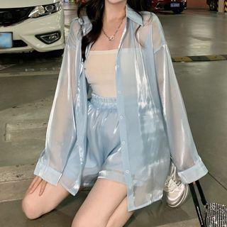 Plain Light Shirt / Wide Leg Shorts