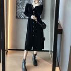 Long-sleeve Midi A-line Dress / Long-sleeve Lace Top / Set