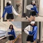 Cropped Color Block Pullover / Striped Running Shorts