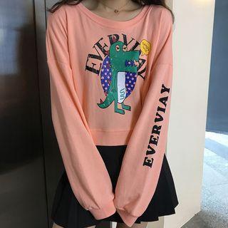 Dinosaur Print Cropped Sweatshirt
