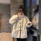 Fleece Turtleneck Button-up Jacket