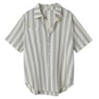 Short-sleeve Striped Shirt Stripe - Almond & Gray - One Size