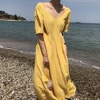 Short-sleeve Slit Maxi Dress