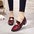 Faux-leather Rhinestone Loafers