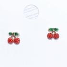 Rhinestone Cherry Earring 1 Pair - Red - One Size