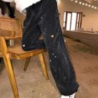 Heart-shaped Embroidered Straight-cut Jeans