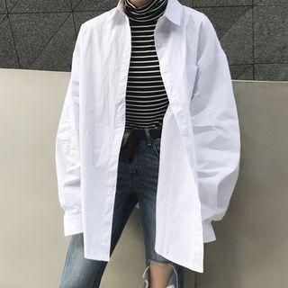 White Loose-fit Long Blouse White - One Size