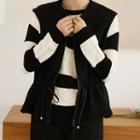 Drawstring-waist Wool Blend Zip-up Vest Black - One Size