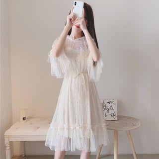 Sequin Bell-sleeve Dress White - One Size