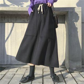 Brushed Fleece-lined Midi Skirt