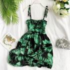 Floral Strappy A-line Dress Black - One Size
