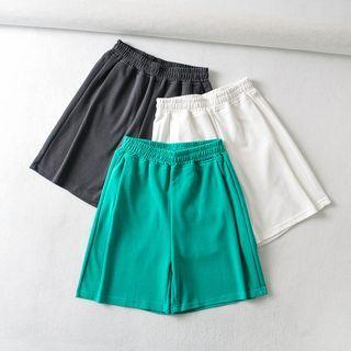 Lettering Embroidered Wide Leg Sweatshorts